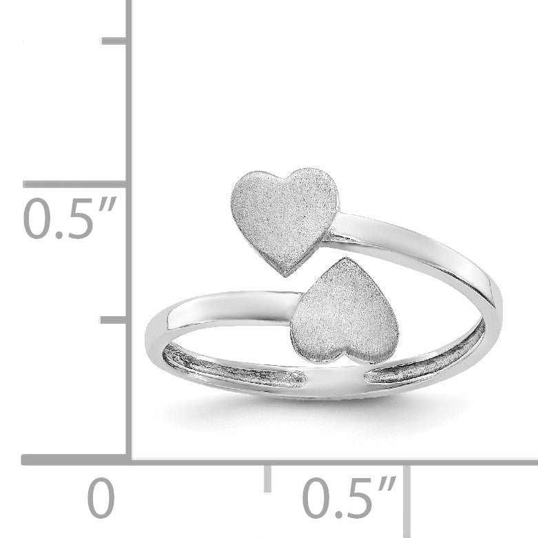 14k White Gold Double Heart Ring