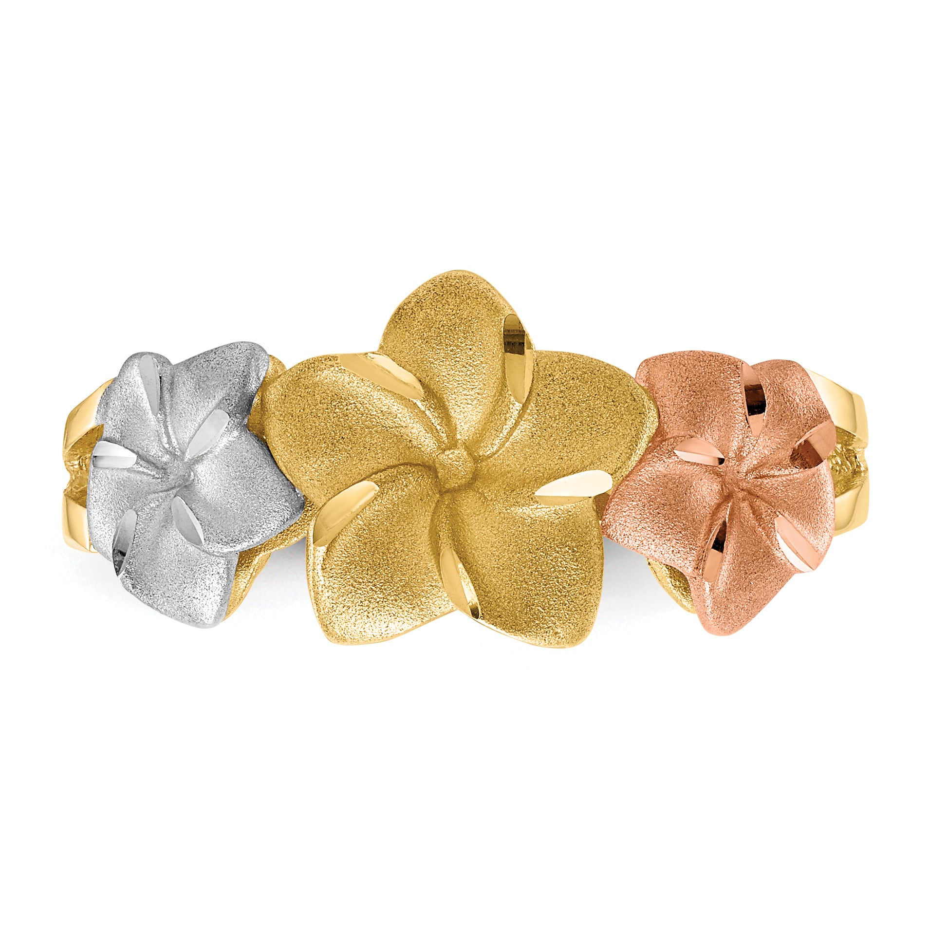 14k Tri-color Plumeria Ring