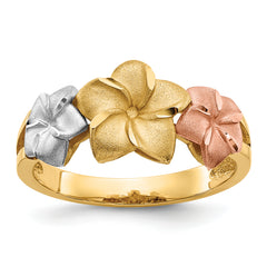 14k Tri-color Plumeria Ring