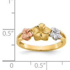 14k Tri-color Plumeria Ring