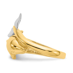 14k Two-tone Polished Dolphin Ring