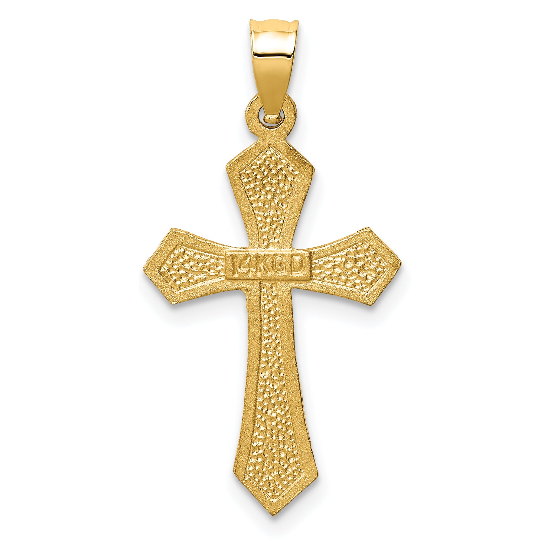 14k Satin & Diamond-cut Crucifix Charm