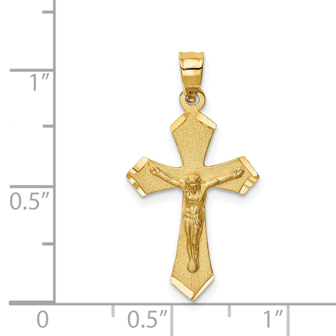 14K Gold Crucifix Pendant with Satin & Diamond-Cut Finish for Elegant Style