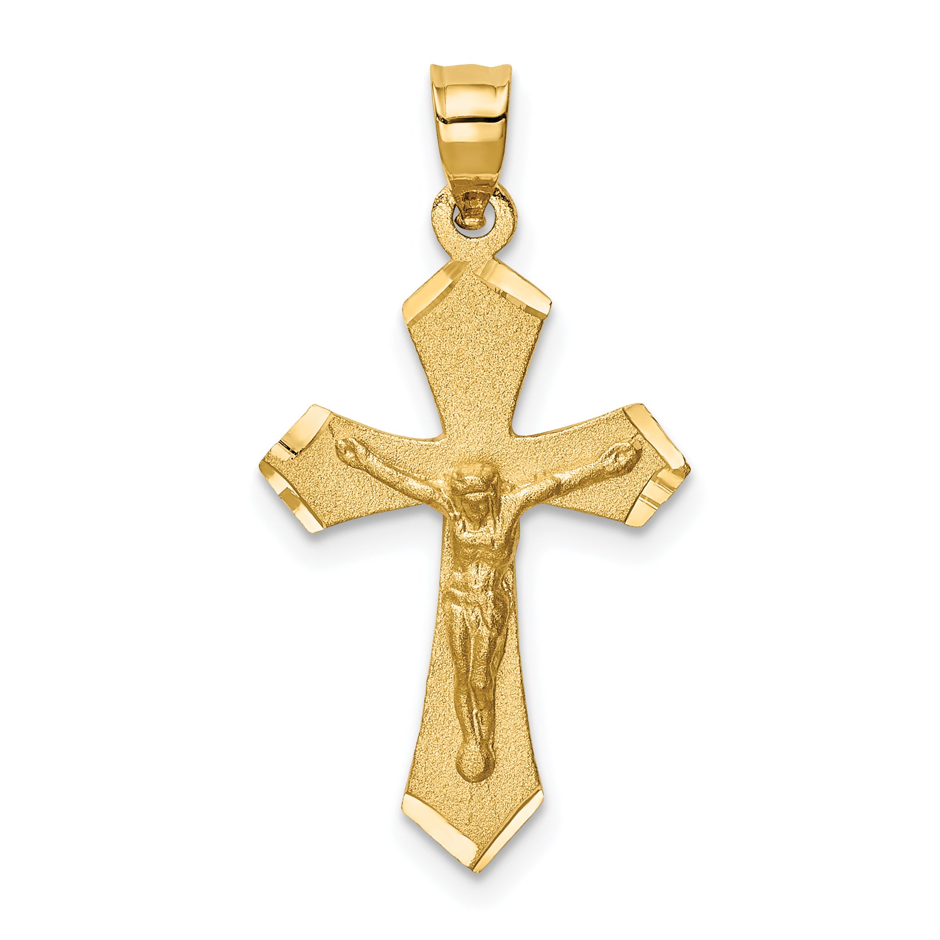 14k Satin & Diamond-cut Crucifix Charm