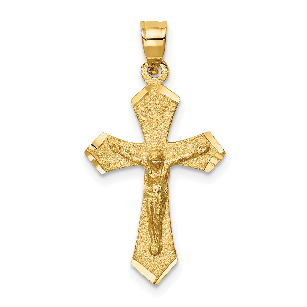 14k Satin & Diamond-cut Crucifix Charm