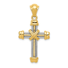 14k Two-tone Cross Pendant