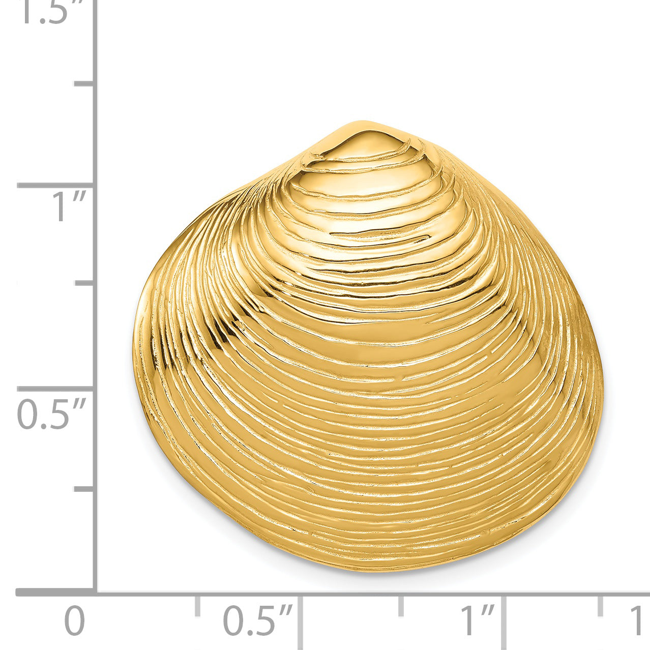 14K Gold Clam Shell Slide Pendant with Polished Textured Finish