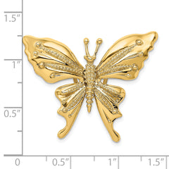 14k Polished and Beaded Butterfly Slide Charm