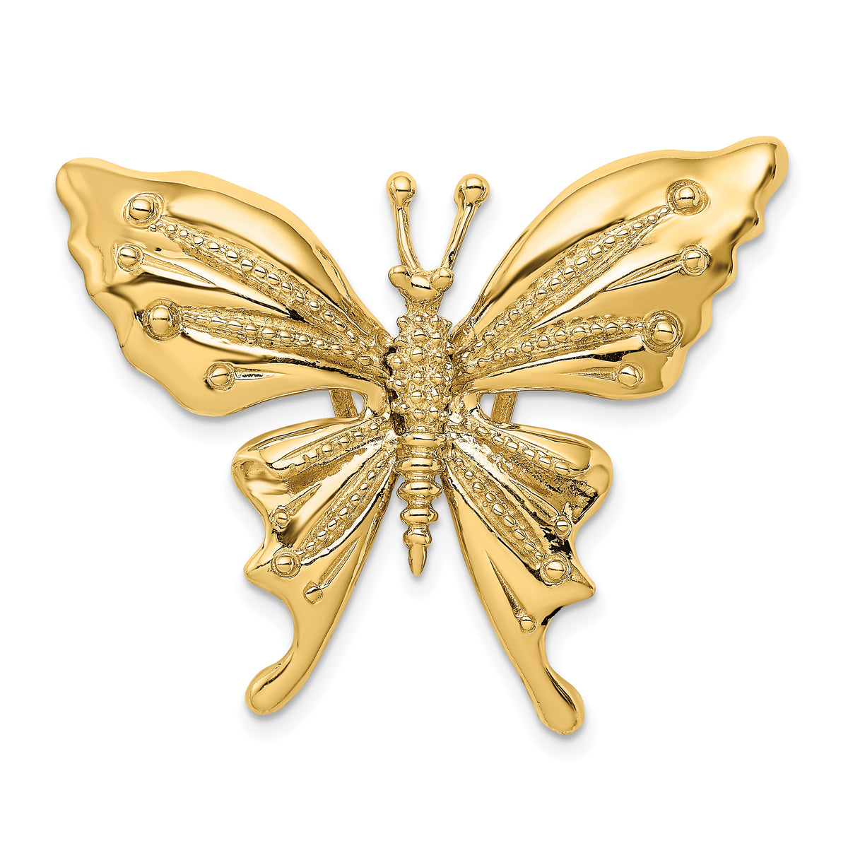 14k Polished and Beaded Butterfly Slide Charm