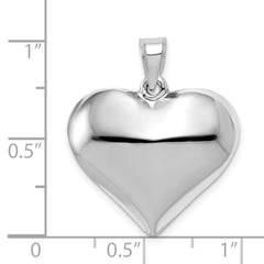 14k White Gold 3D Puffed Heart Pendant with Polished Finish