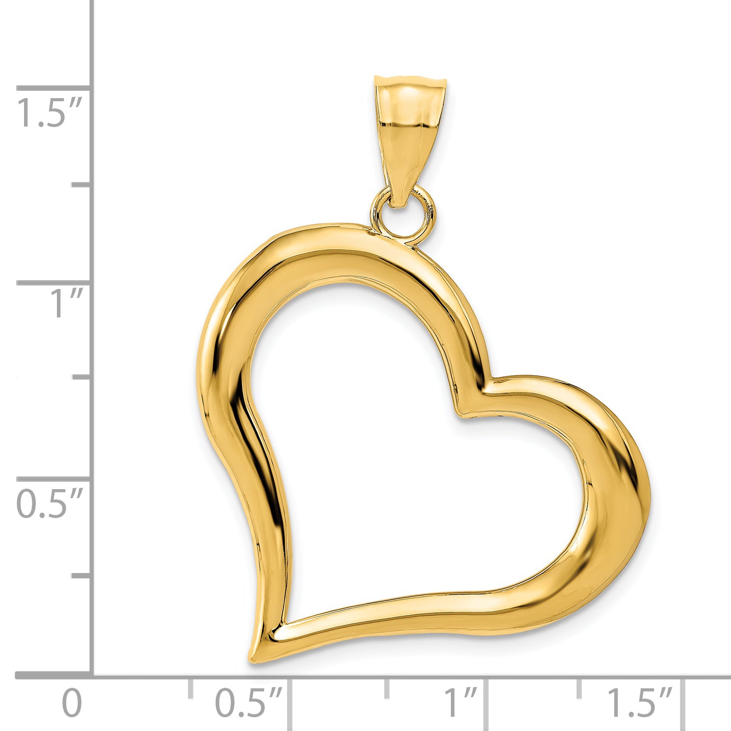 14K Gold Polished Heart Pendant with Solid Cast Design  Elegant and Timeless