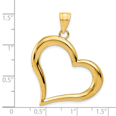 14K Gold Polished Heart Pendant with Solid Cast Design  Elegant and Timeless