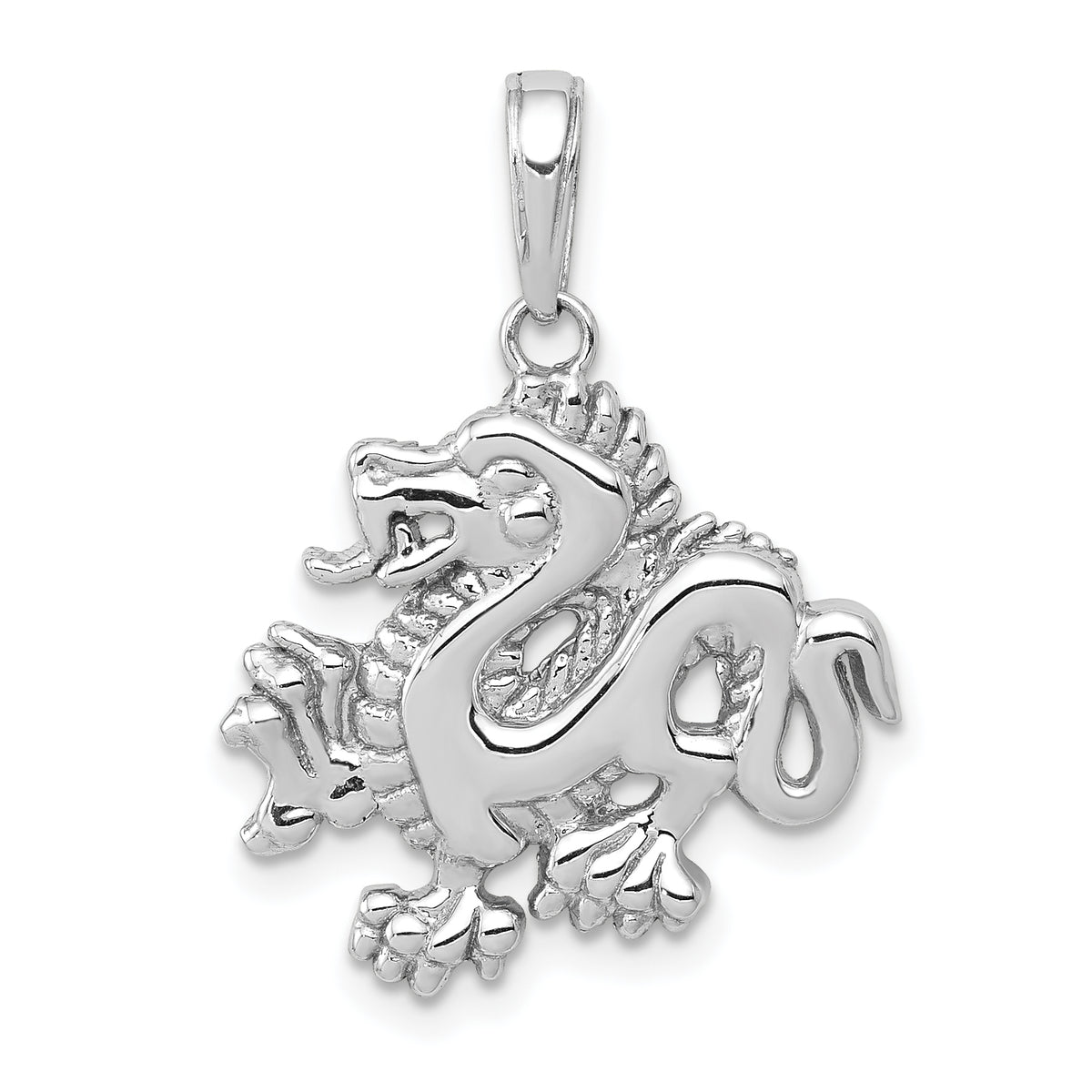 14K White Gold Small Dragon Charm