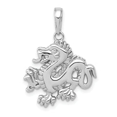 14K White Gold Small Dragon Charm