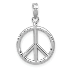 14K White Gold 3D Polished Peace Sign Charm