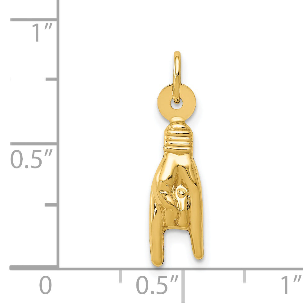 14K 3D Rock On Sign Charm