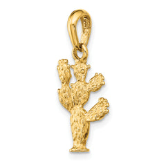 14K Gold 3D Cactus Pendant with Polished Finish for Men