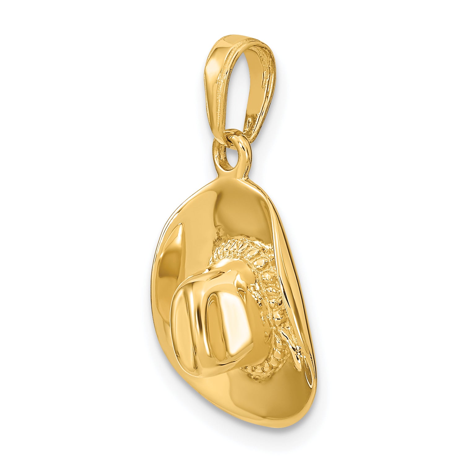 14K Gold 3D Cowboy Hat Pendant with Polished Finish by Sophia Jewelers