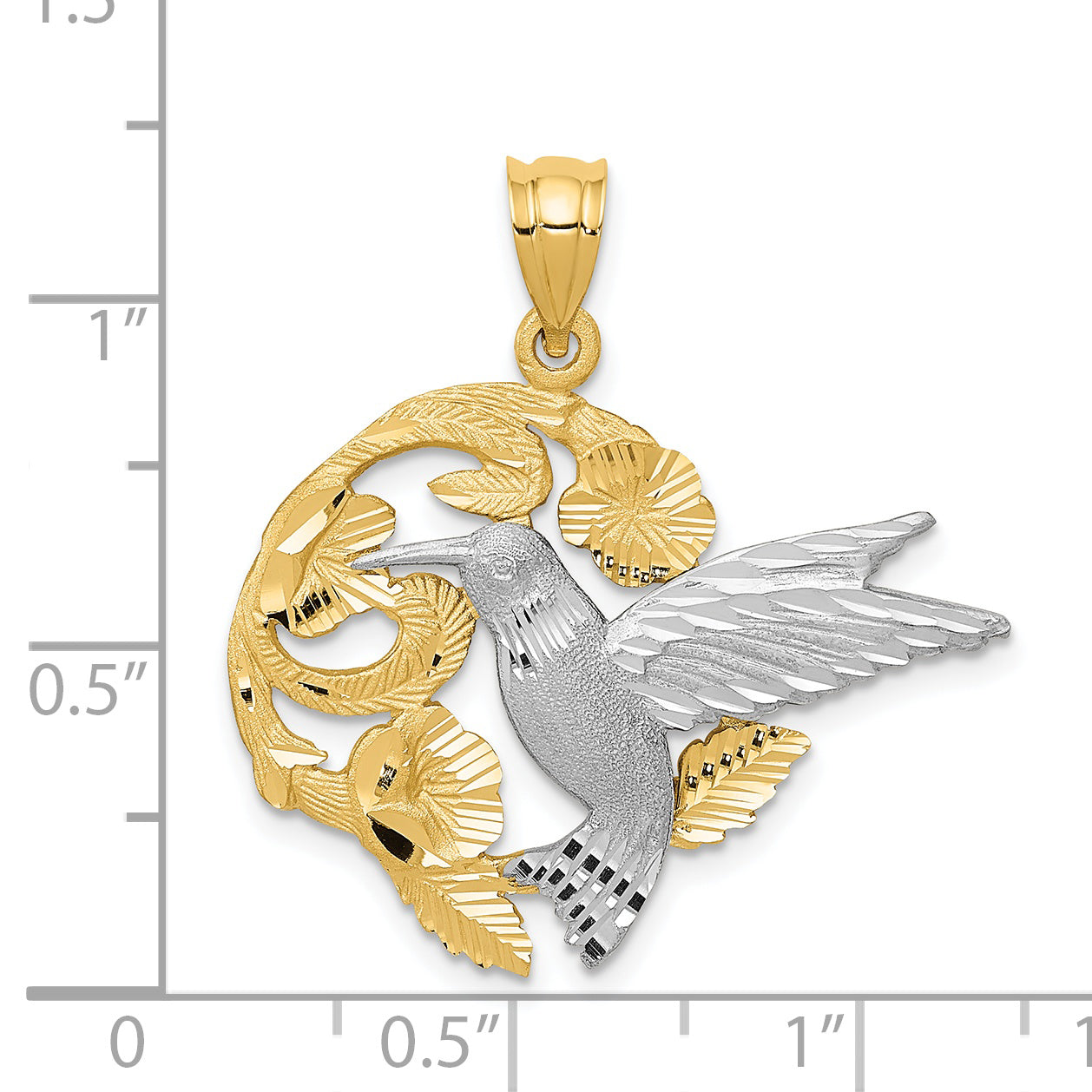 14k Two-Tone Hummingbird Charm