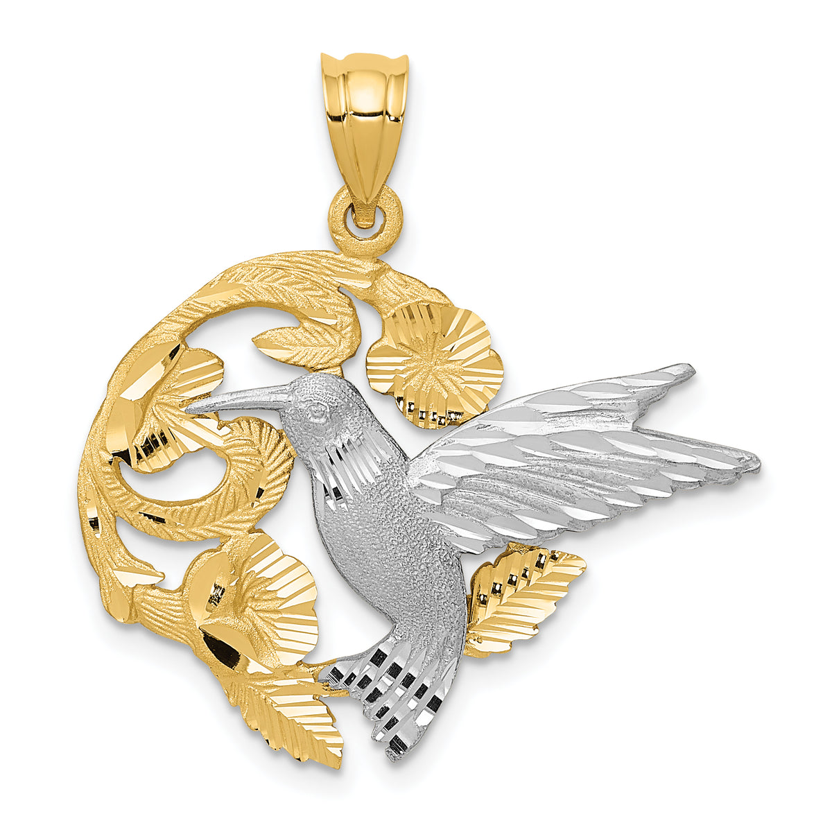 14k Two-Tone Hummingbird Charm