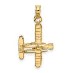 14k 3-D Bi-Plane with Ribbed Wings Charm