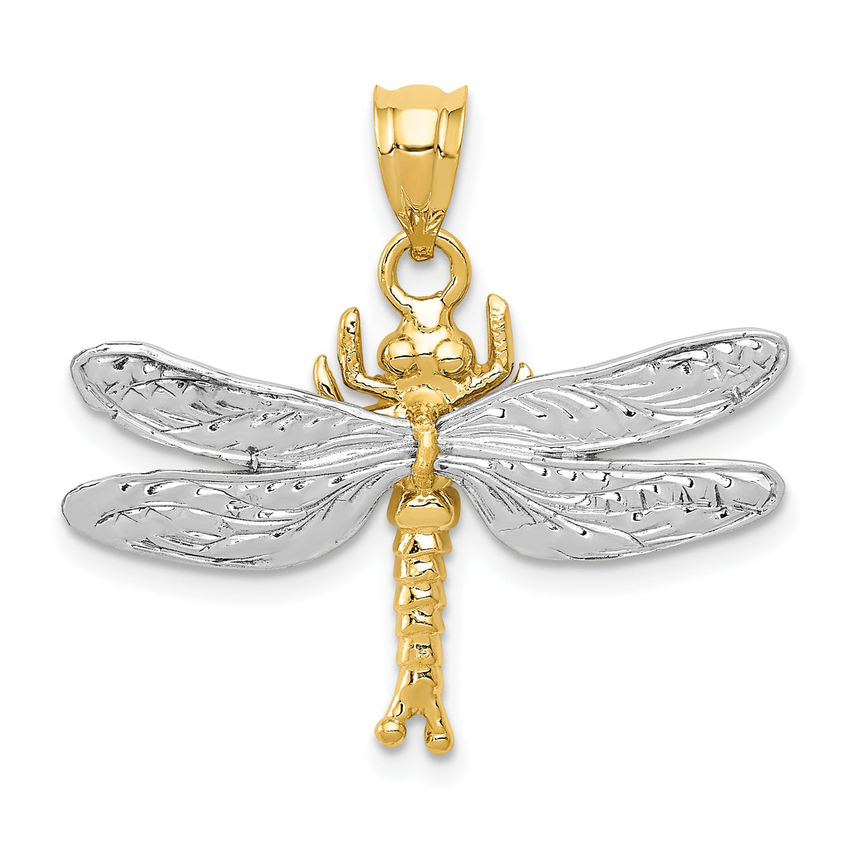 14k Two-tone Dragonfly Pendant