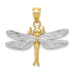 14k Two-tone Dragonfly Pendant