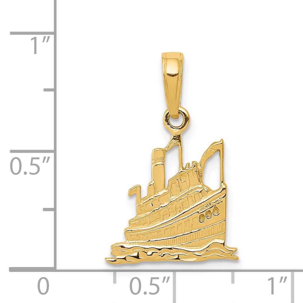 14K Gold Cruise Ship Pendant for Men with Solid Casted Design