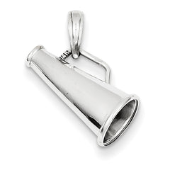 14K White Gold 3D Megaphone Charm with Rhodium Plating Solid