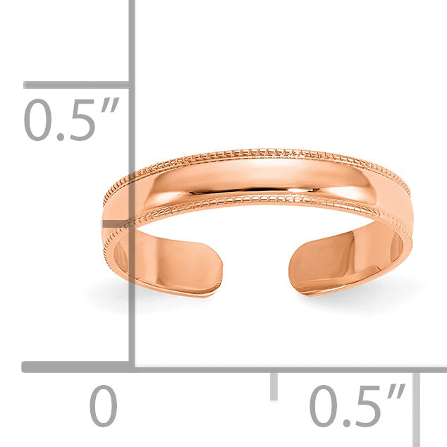 14k Rose Gold Mill Grain Adjustable Toe Ring