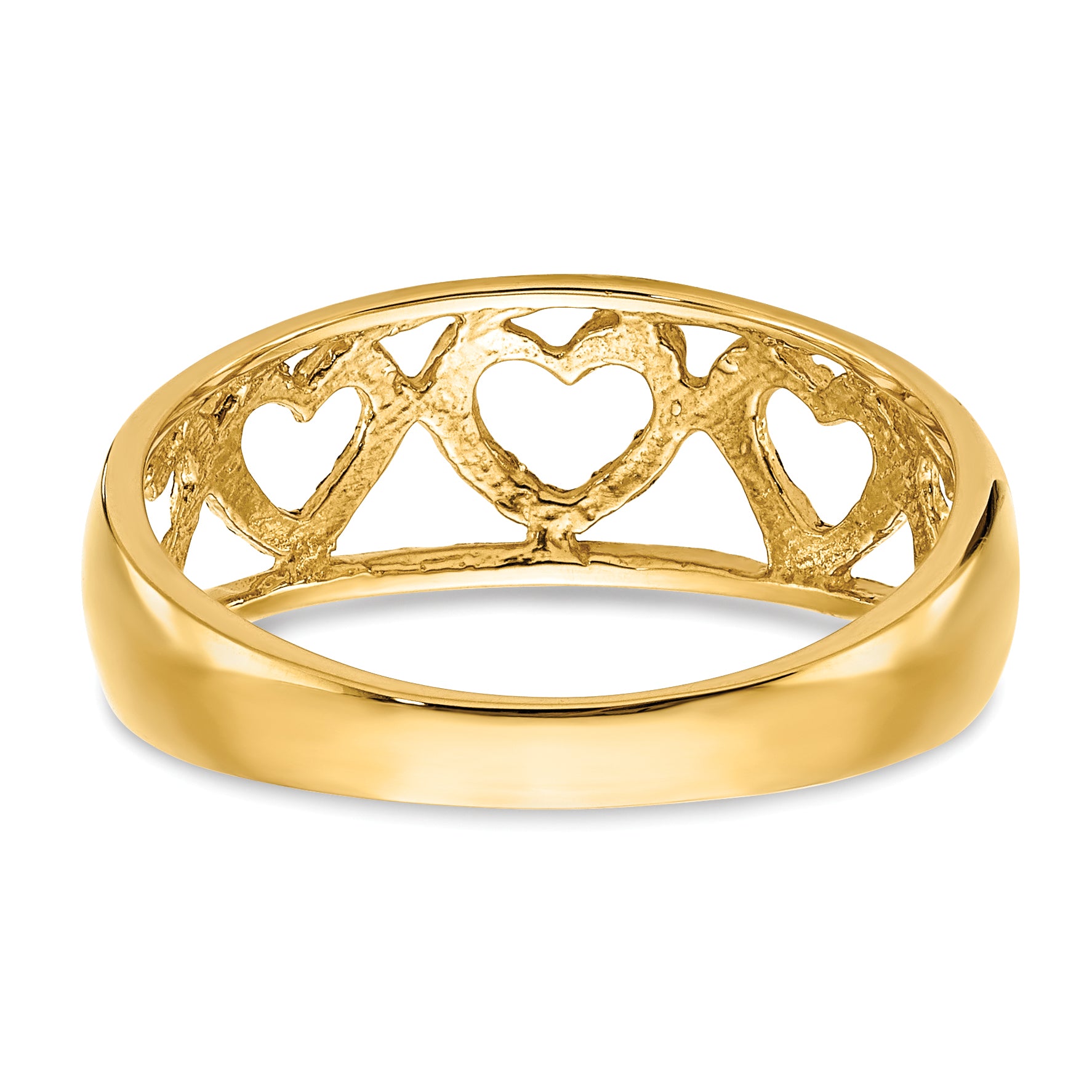 14k Diamond-cut 5 Heart Ring