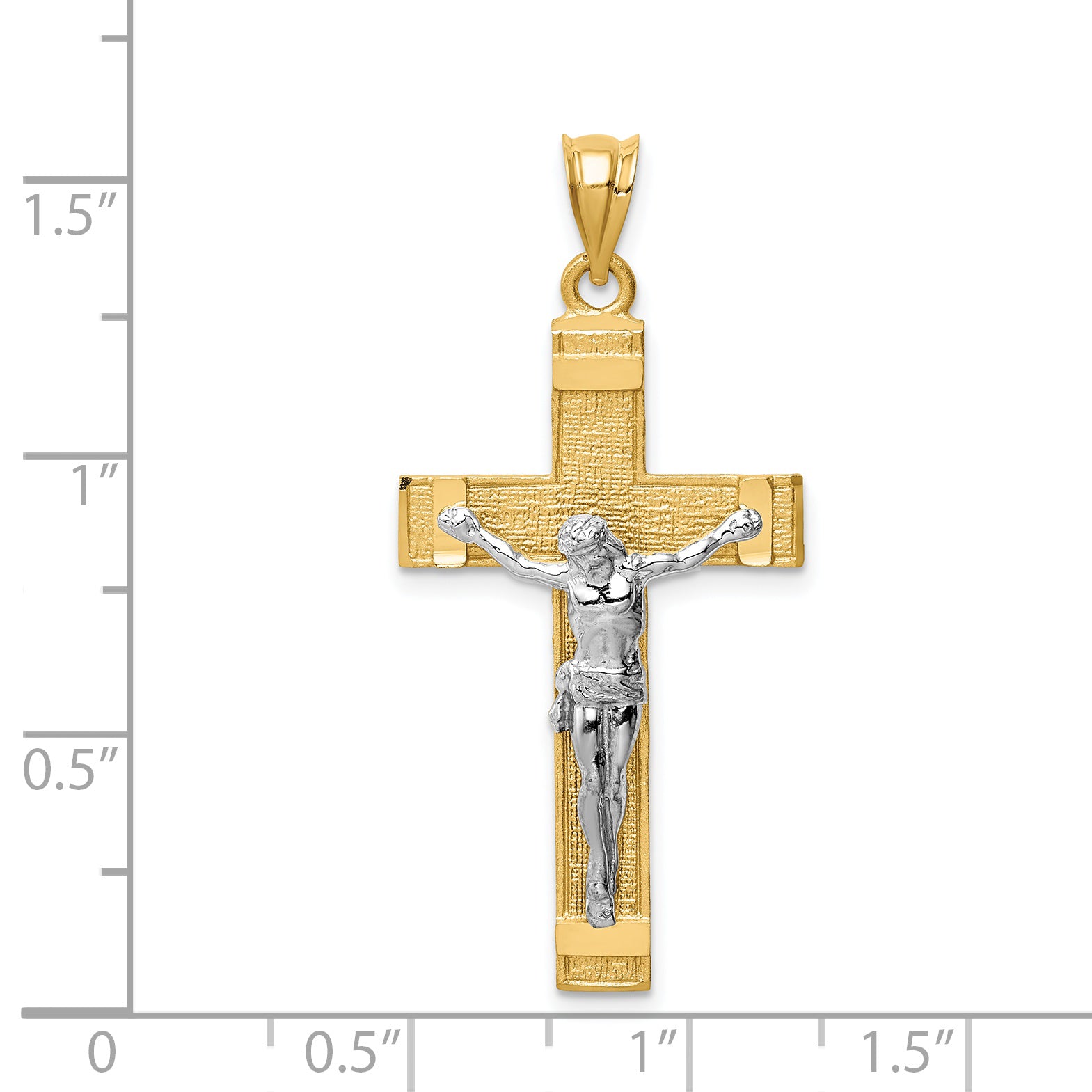 14K Two-Tone Gold INRI Crucifix Pendant with Polished Finish Solid and Elegant