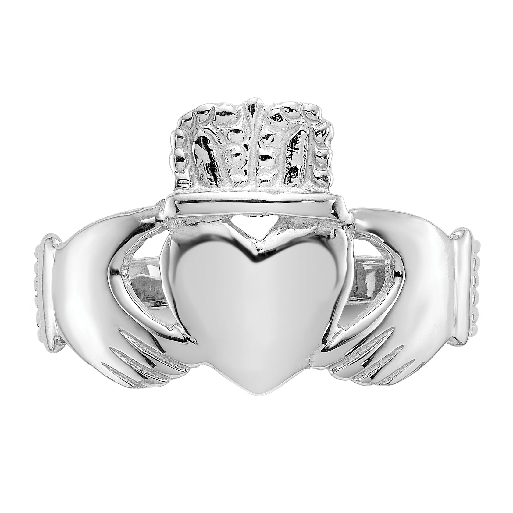 14k White Gold Ladies Claddagh Ring