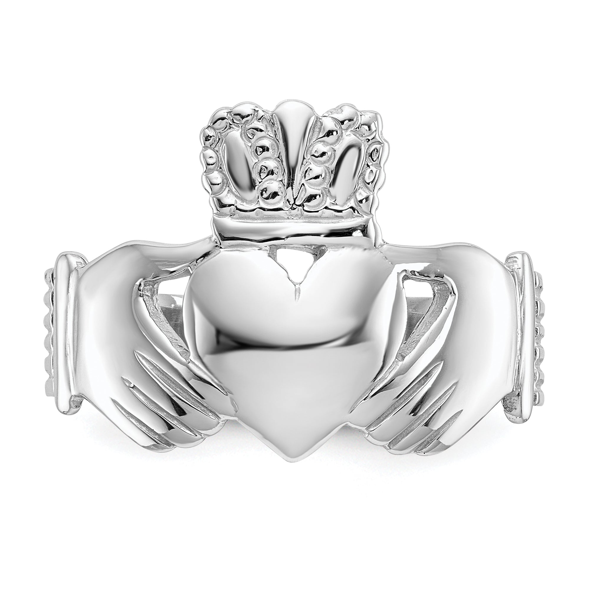 14k White Gold Men's Claddagh Ring