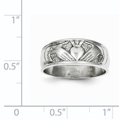 14k White Gold Ladies Claddagh Band