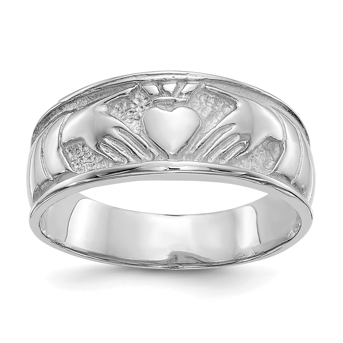 14k White Gold Ladies Claddagh Band