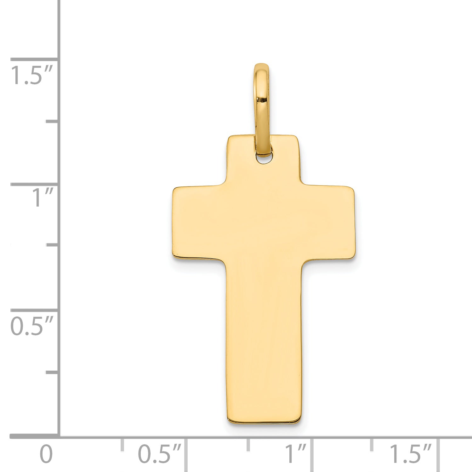 14K Gold Polished Cross Charm with Sleek Solid Design