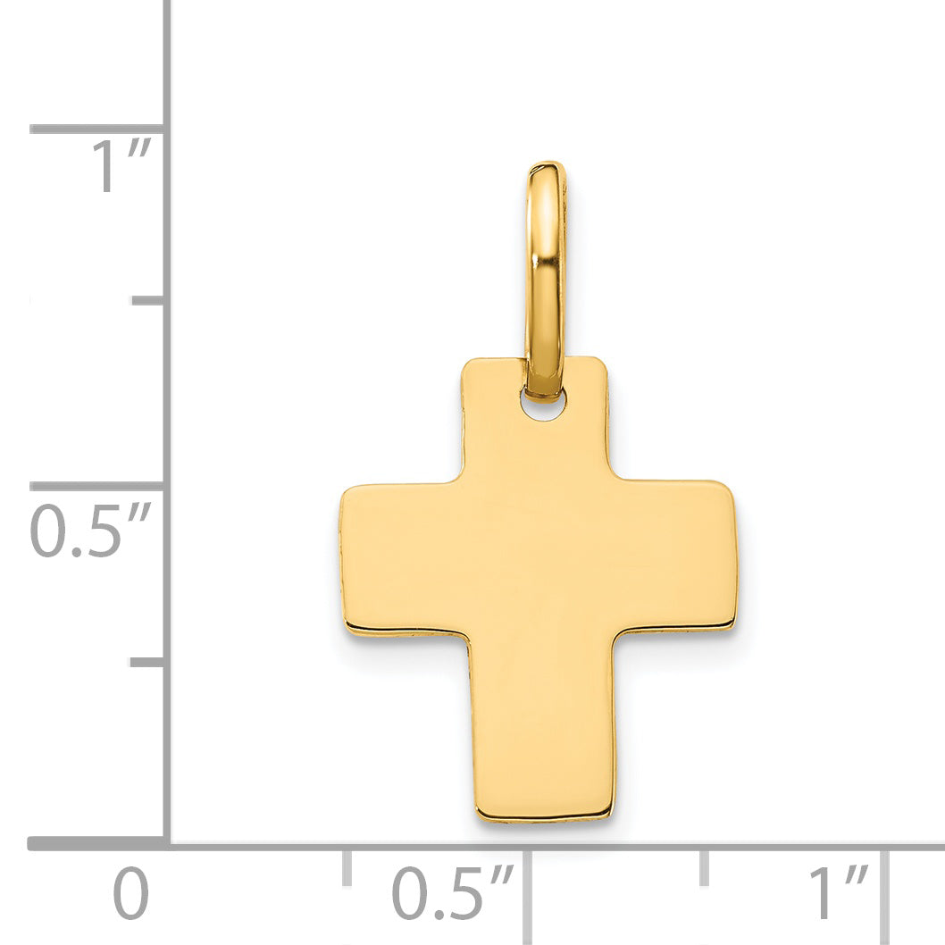 14K Gold Polished Cross Charm with Flat Back  Solid & Elegant Design