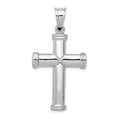 14k White Gold Hollow Cross Pendant