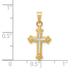 14K Gold & Rhodium Hollow Cross Charm  Polished, Elegant, Gift-Ready