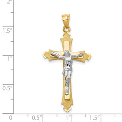 14K Two-Tone Gold Crucifix Pendant with Solid Cast Design