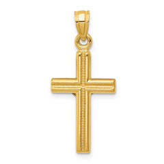 14K Gold Hollow Crucifix Pendant with Polished Finish