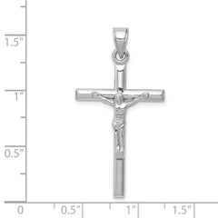 14K White Gold Crucifix Pendant with Polished Rhodium Finish