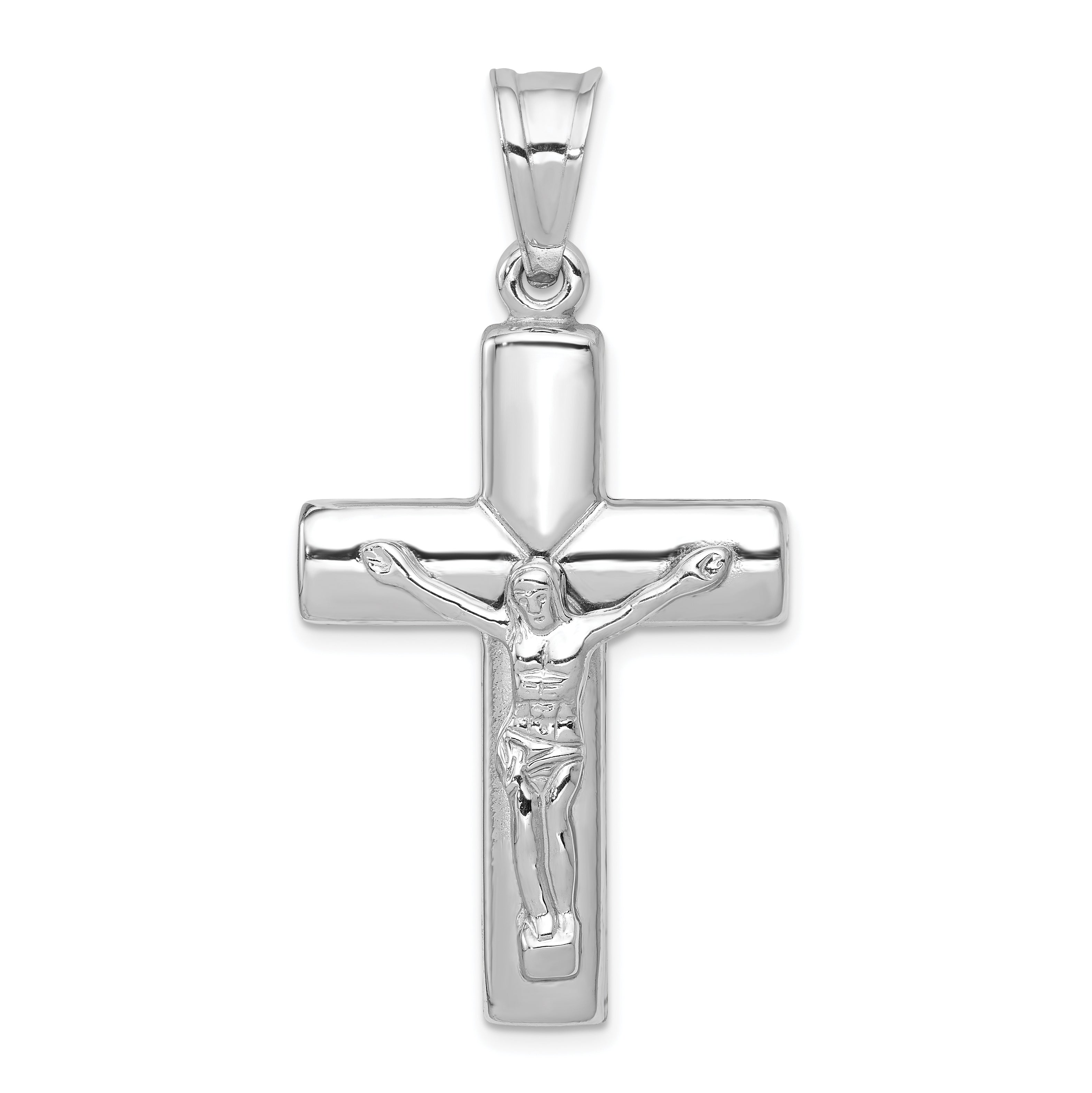 14K White Gold Reversible Crucifix Pendant