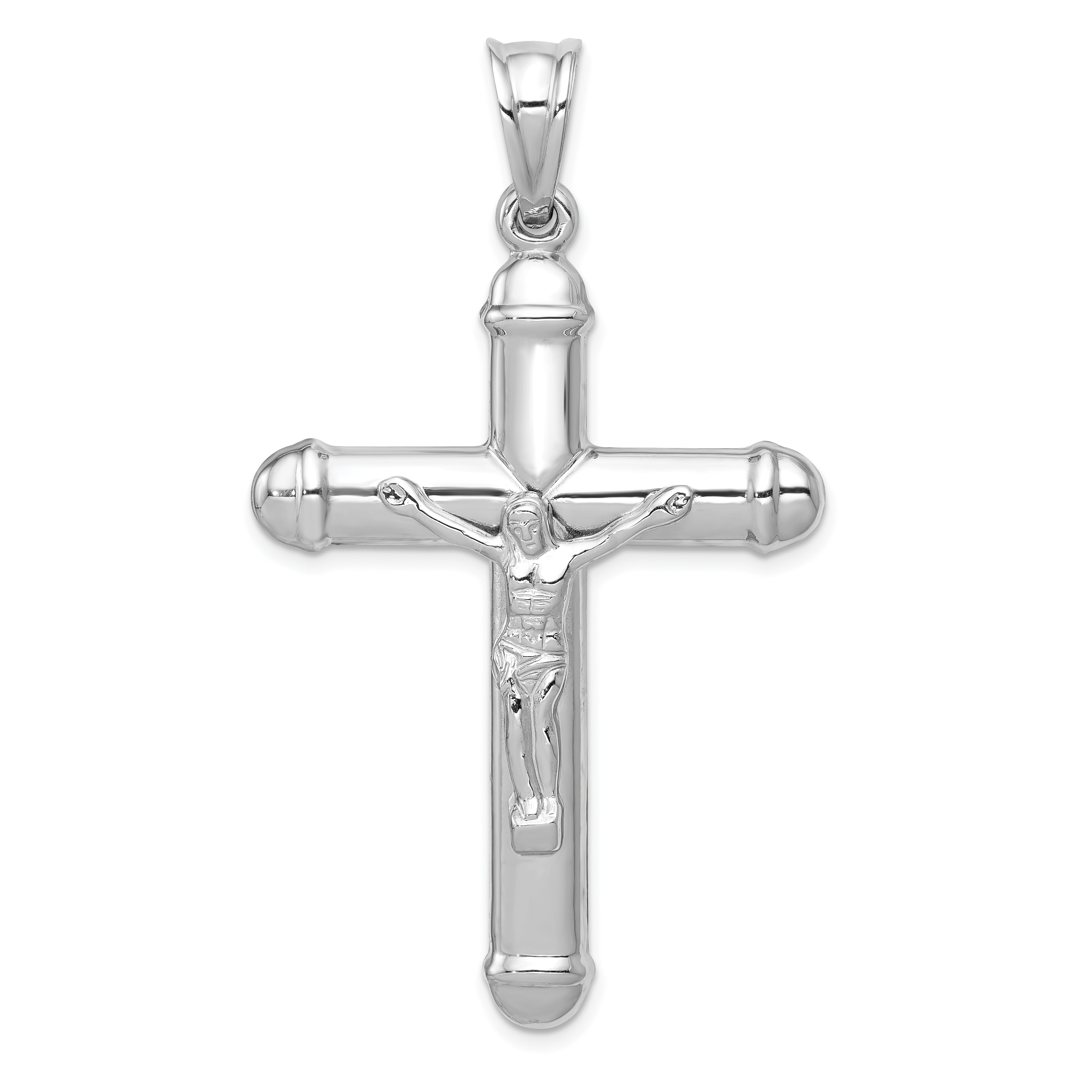 14K White Gold Reversible Crucifix Pendant