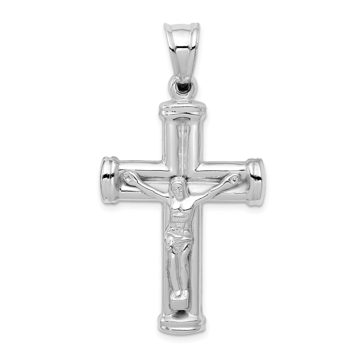 14K White Gold Reversible Crucifix Pendant