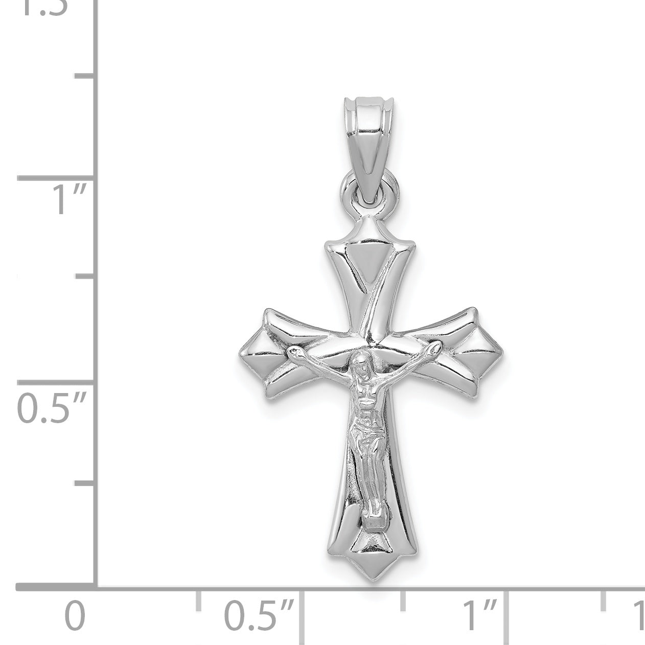 14K White Gold Polished Reversible Crucifix Pendant  Elegant and Versatile Design