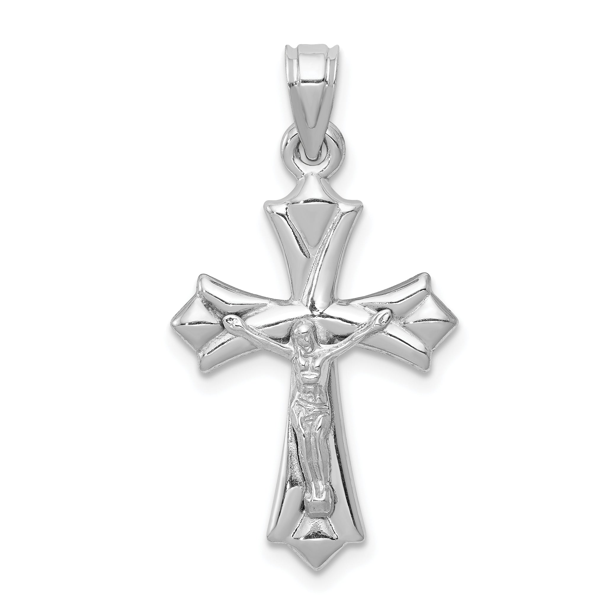 14K White Gold Reversible Crucifix Pendant