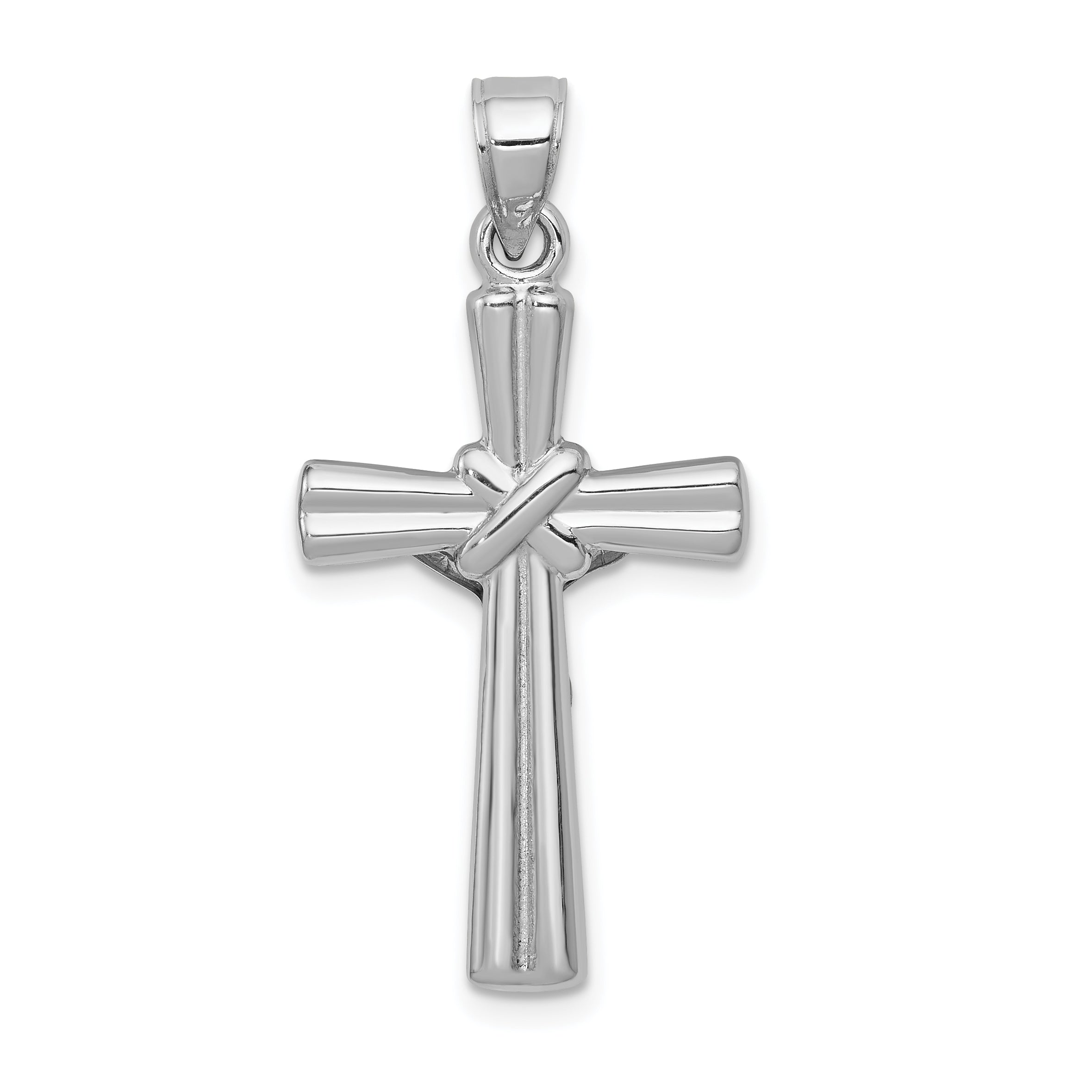 14K White Gold Reversible Crucifix Pendant with Polished Rhodium Finish Versatile & Elegant