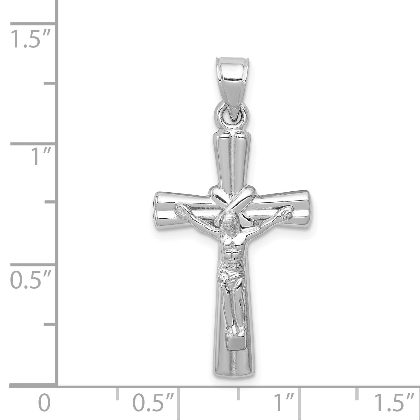 14K White Gold Reversible Crucifix Pendant with Polished Rhodium Finish Versatile & Elegant